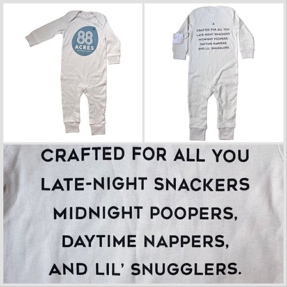 Colored Organics Ivory One Piece Pajamas Cute Graphics Infant 6-12 Months - Picture 1 of 10